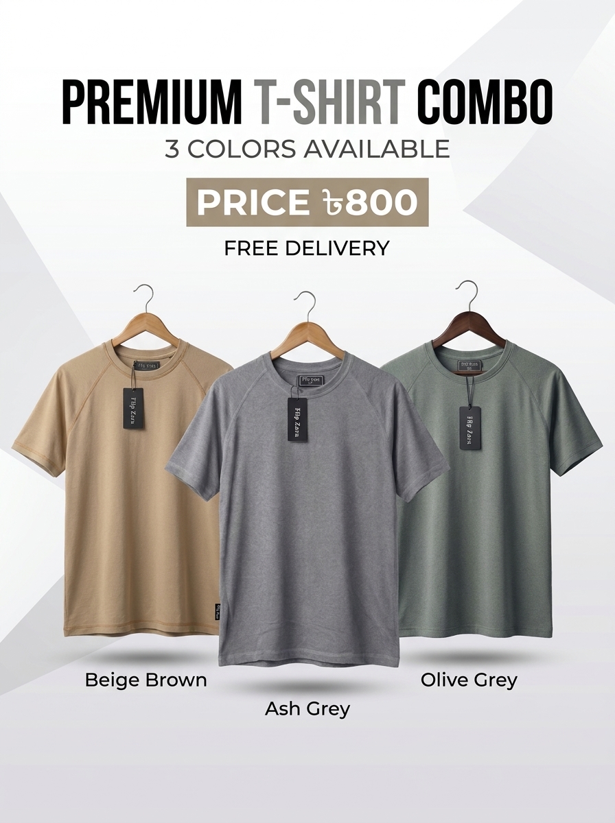 FlipZara Premium Lightweight T-Shirt Combo (3 Colors)